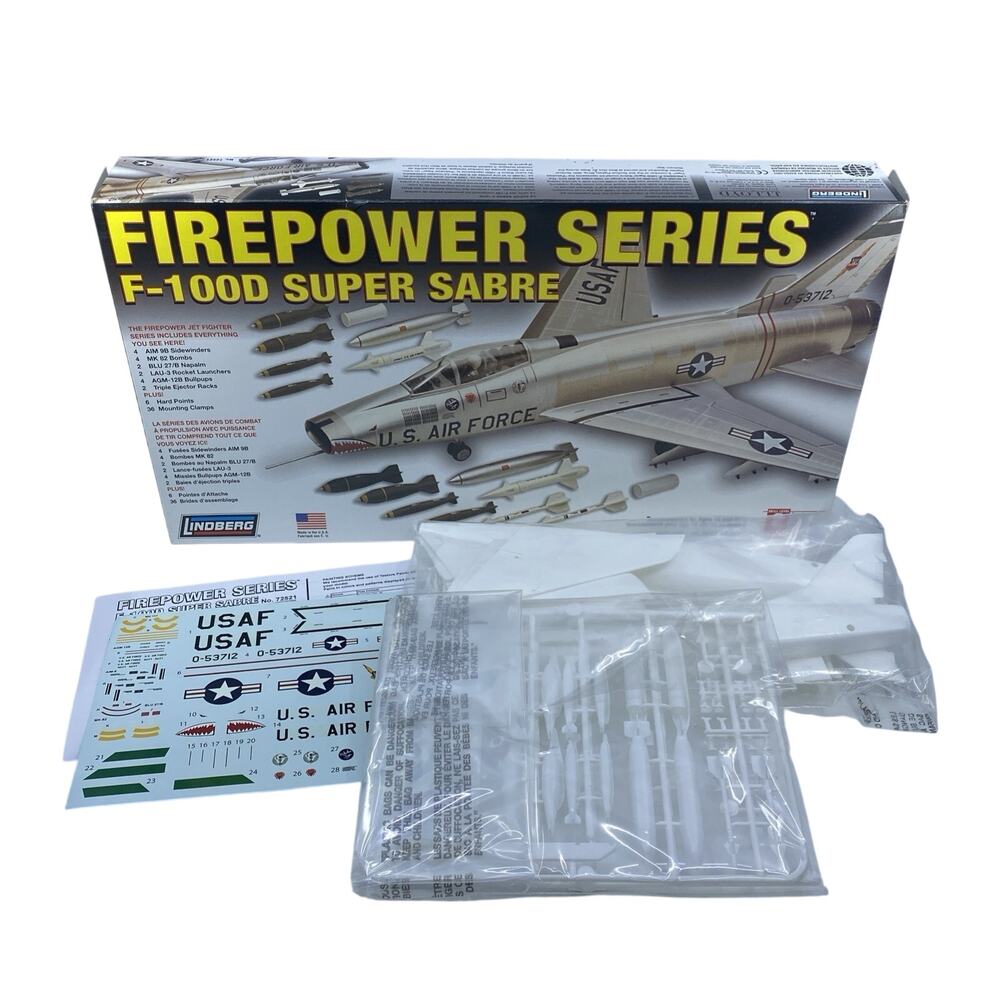 Lindberg F-100D Super Sabre Firepower Series Kit # 72521 Open Box Parts Sealed